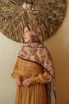 Floral Desen Soft Pamuk Şal Kahverengi