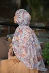 Floral Desen Soft Pamuk Şal Gri