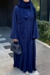 Fular Bağlamalı Abaya  Lacivert