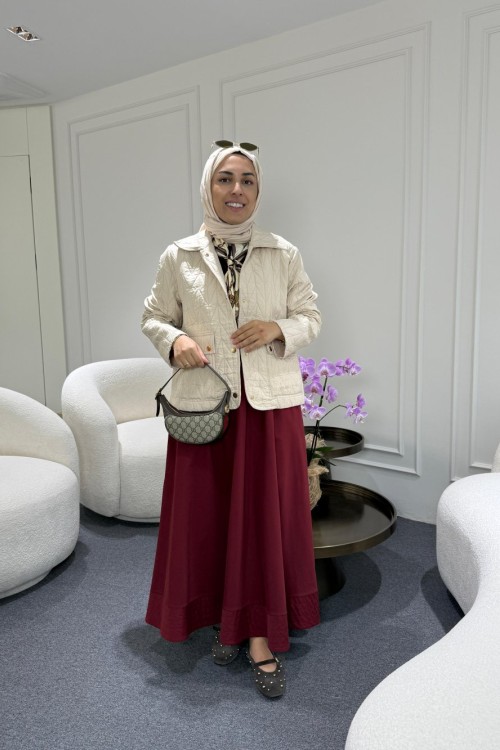 Kısa Kapitone Ceket Bej