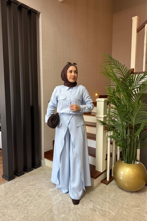 Lessa Üçlü Takım  Bebe Mavisi