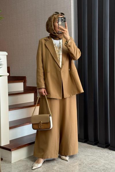 Monela Ceket Takım  Camel