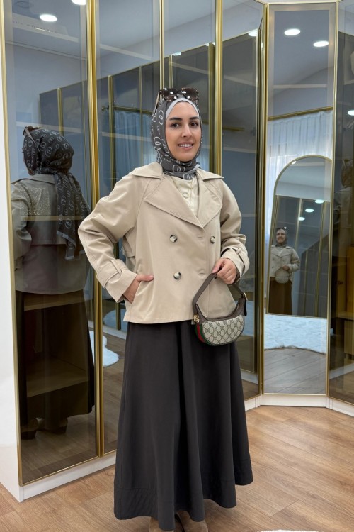 Reglan kol Kısa Trençkot Bej