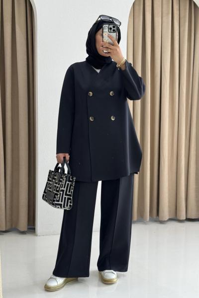 Scuba Ceketli Takım  Siyah