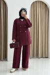 Scuba Ceketli Takım  Bordo