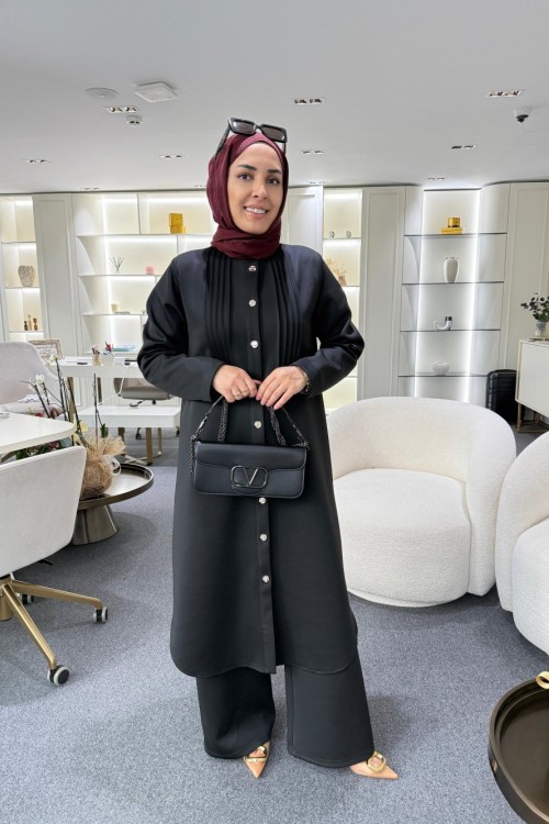 Scuba Nervürlü Takım Siyah