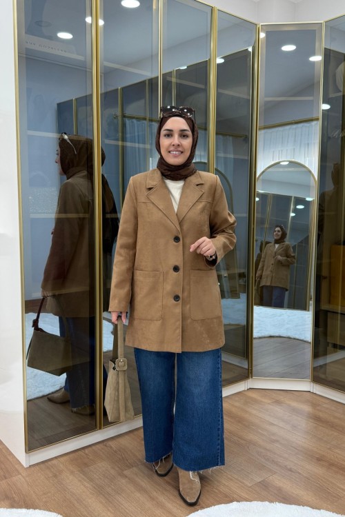 SÜET BLAZER CEKET Taba