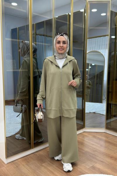 Taşlı Scuba Pantolon Takım Haki