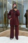 Taşlı Scuba Pantolon Takım Bordo