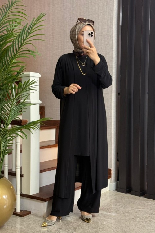 Tilda Kumaş Üçlü Takım Siyah