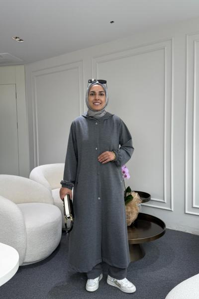 Uzun Kapüşonlu İkiiplik Takım Antrasit