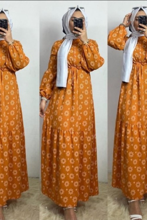 Ayrobin İthal Elbise Turuncu