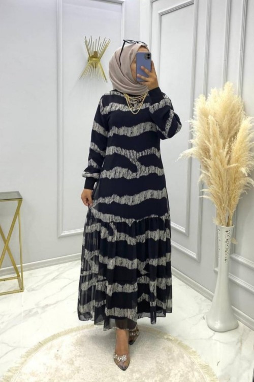 Belma Elbise Siyah-Taş