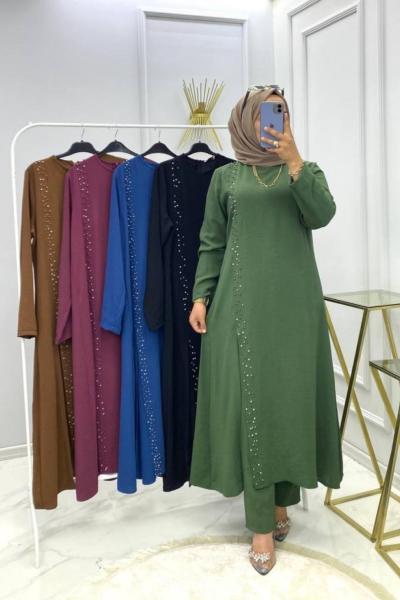 Boncuk Pantolon Tunik Takım Haki