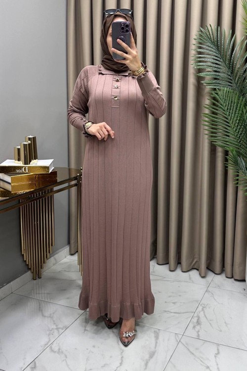 Büşra Soğuk Merserize Elbise Vizon