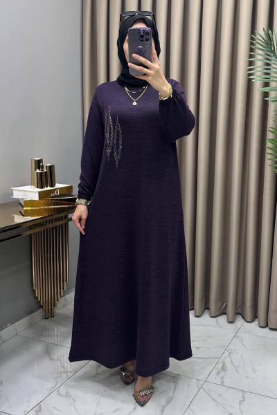 Çağla Triko Elbise Mürdüm