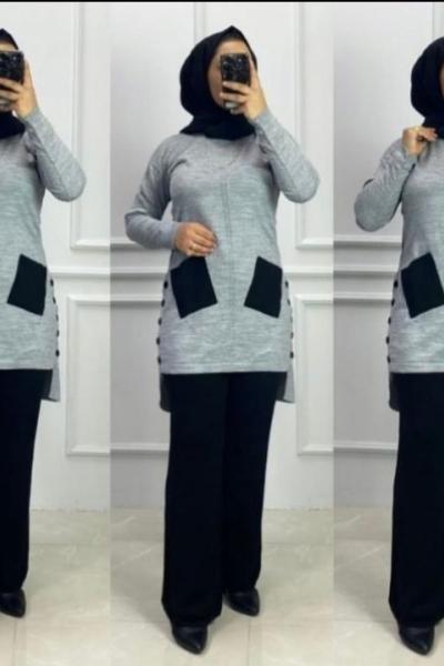 Cepli Triko Takım Gri