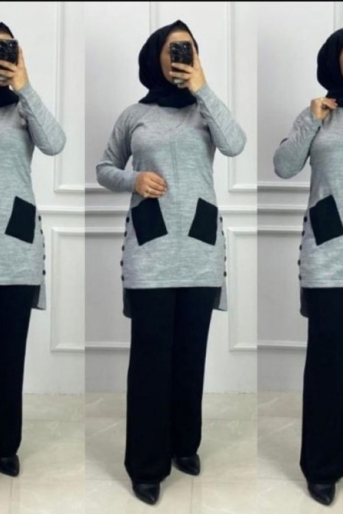 Cepli Triko Takım Gri