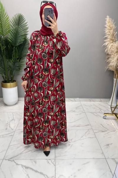 Çiçek Elbise Bordo