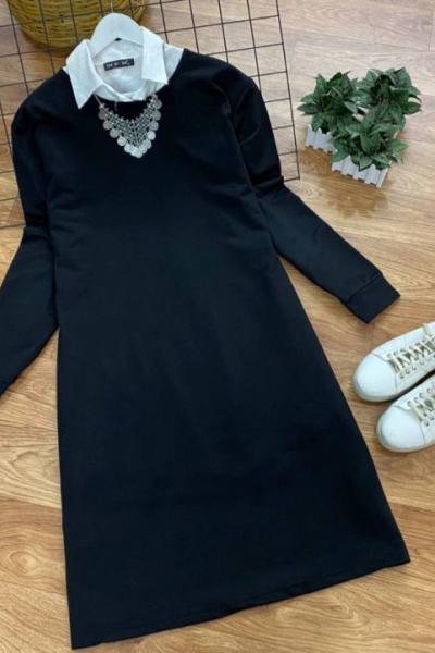 Dolgu Kumaş Tunik Siyah