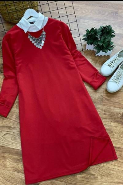 Dolgu Kumaş Tunik Kırmızı