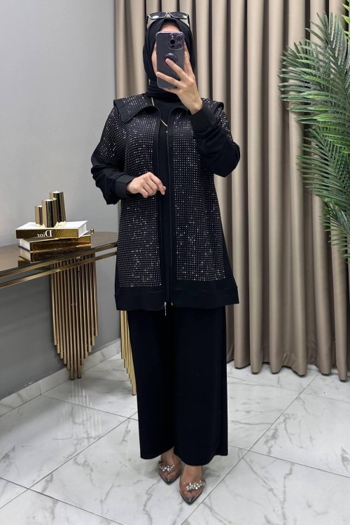 Efsane Taşlı Takım Siyah