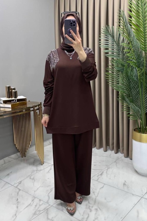 Gizem Taşlı Takım Kahve