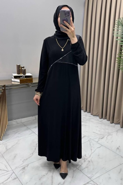 Gülbin Taş Deri Detaylı Elbise