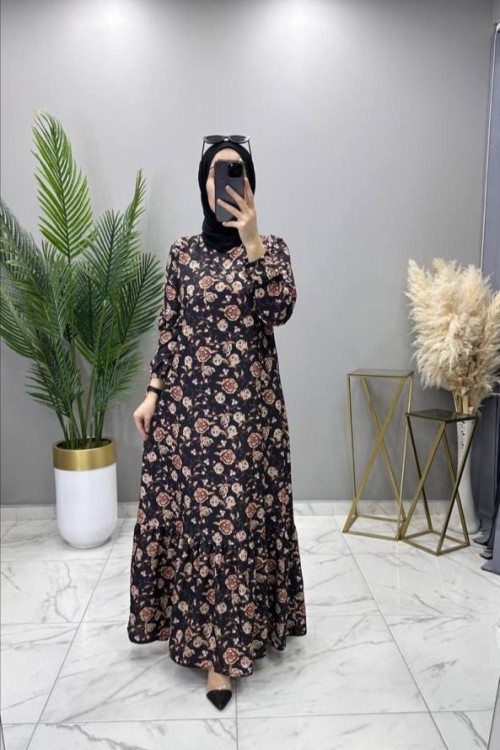 Güllü Elbise Siyah