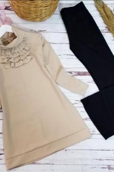 Hakim Yaka Tunik Krem 1 Adet - Hakim