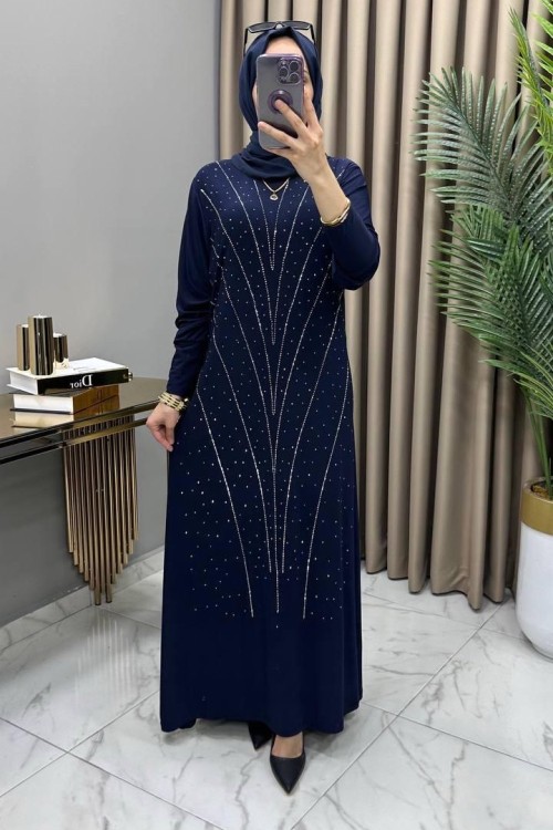 Işıltı Abiye Elbise Lacivert