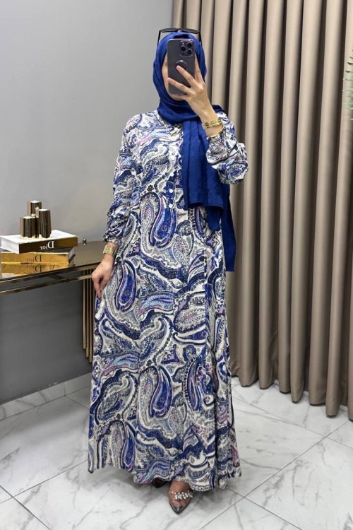 İzel Elbise İndigo Mavi