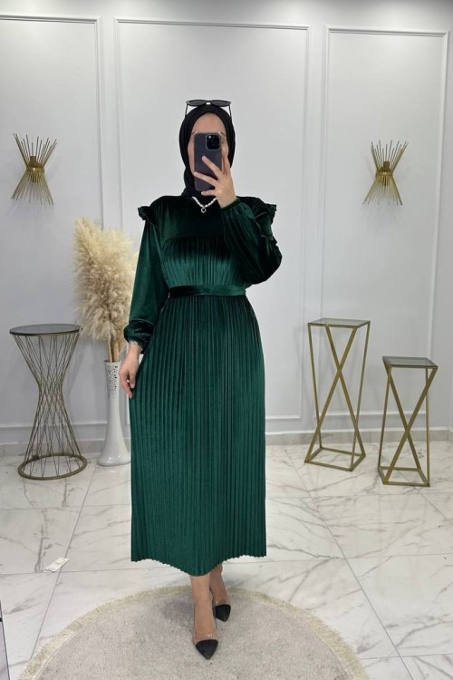 Kadife Elbise Zümrüt