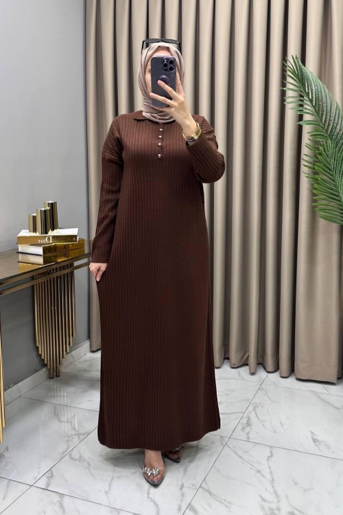 Kamer Triko Elbise Kahve