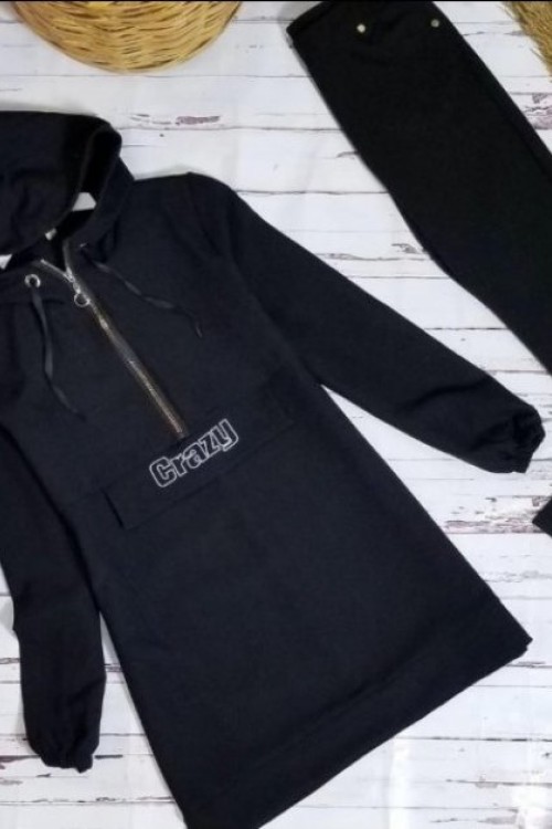 Kapşonlu Tunik Siyah - Gülben