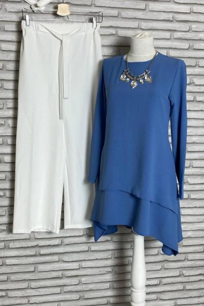 Katlı Aerobin Tunik Pantolon Takım İndigo