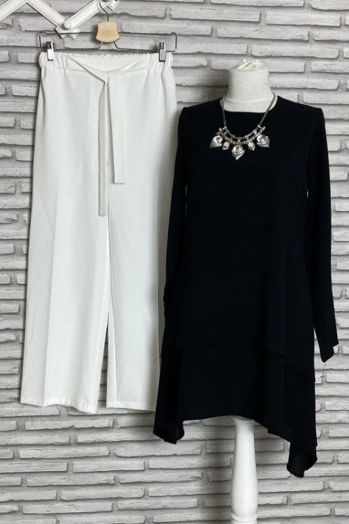 Katlı Aerobin Tunik Siyah