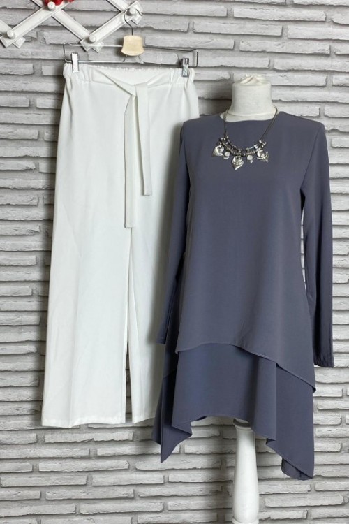 Katlı Aerobin Tunik Gri