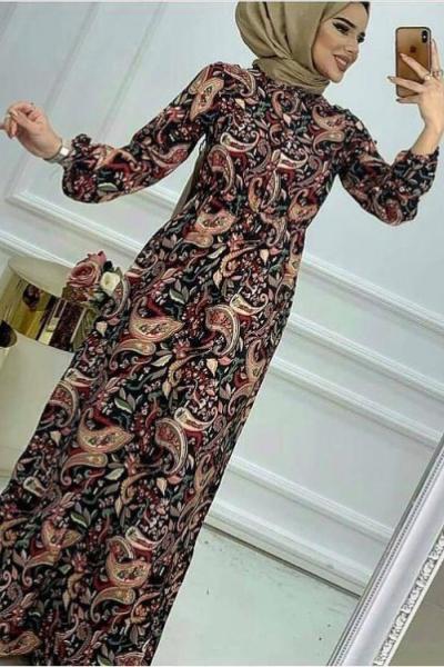 Kilim Desen Siyah Elbise