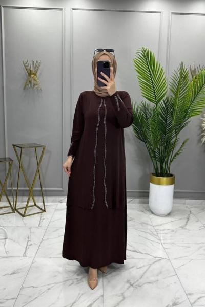 Lena Elbise Taşlı Kahve