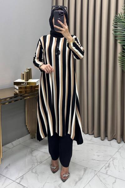 Nihal Triko Tunik Siyah Kolye Hediyeli