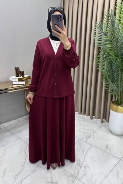 Öykü Etekli Takım Bordo