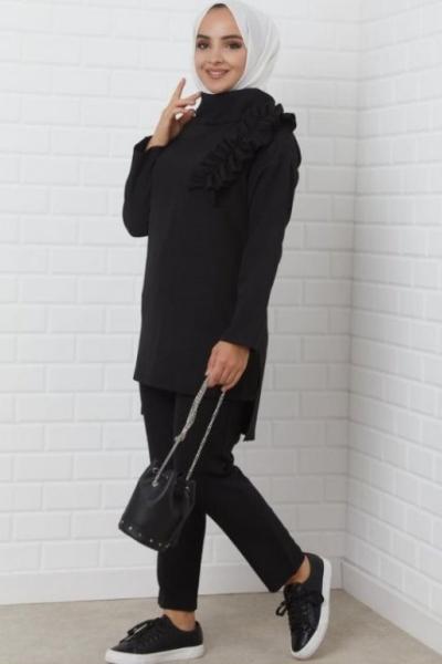 Pantolonlu İkili Takım Siyah - Şık