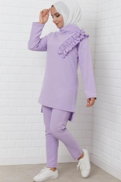 Pantolonlu İkili Takım Lila - Şık