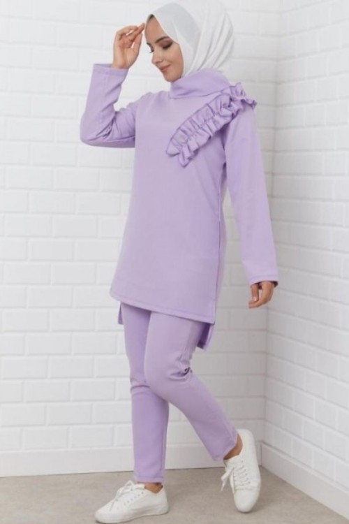 Pantolonlu İkili Takım Lila - Şık