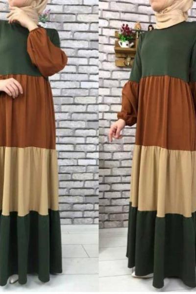 renk katmanlı elbise haki