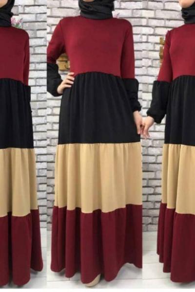 renk katmanlı elbise bordo