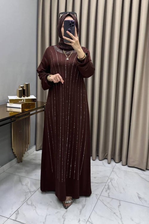 Reyhan Abiye Elbise Kahve