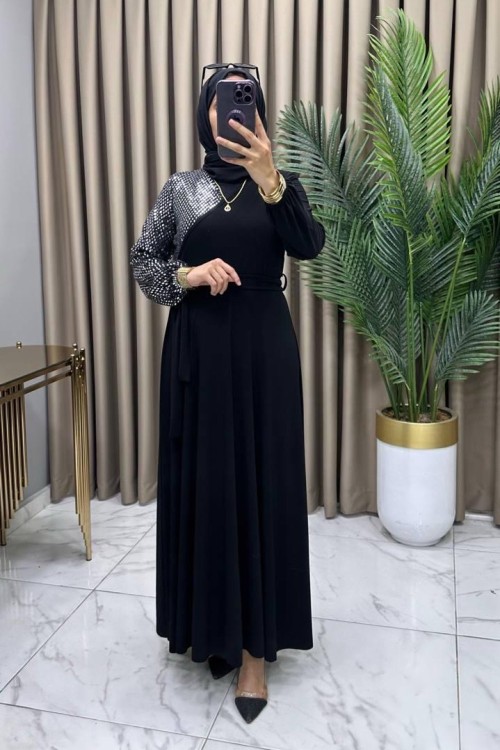 Serap Abiye Elbise Siyah