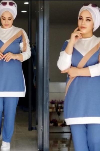 Tesettür Eşofman Takımı İndigo - Bant